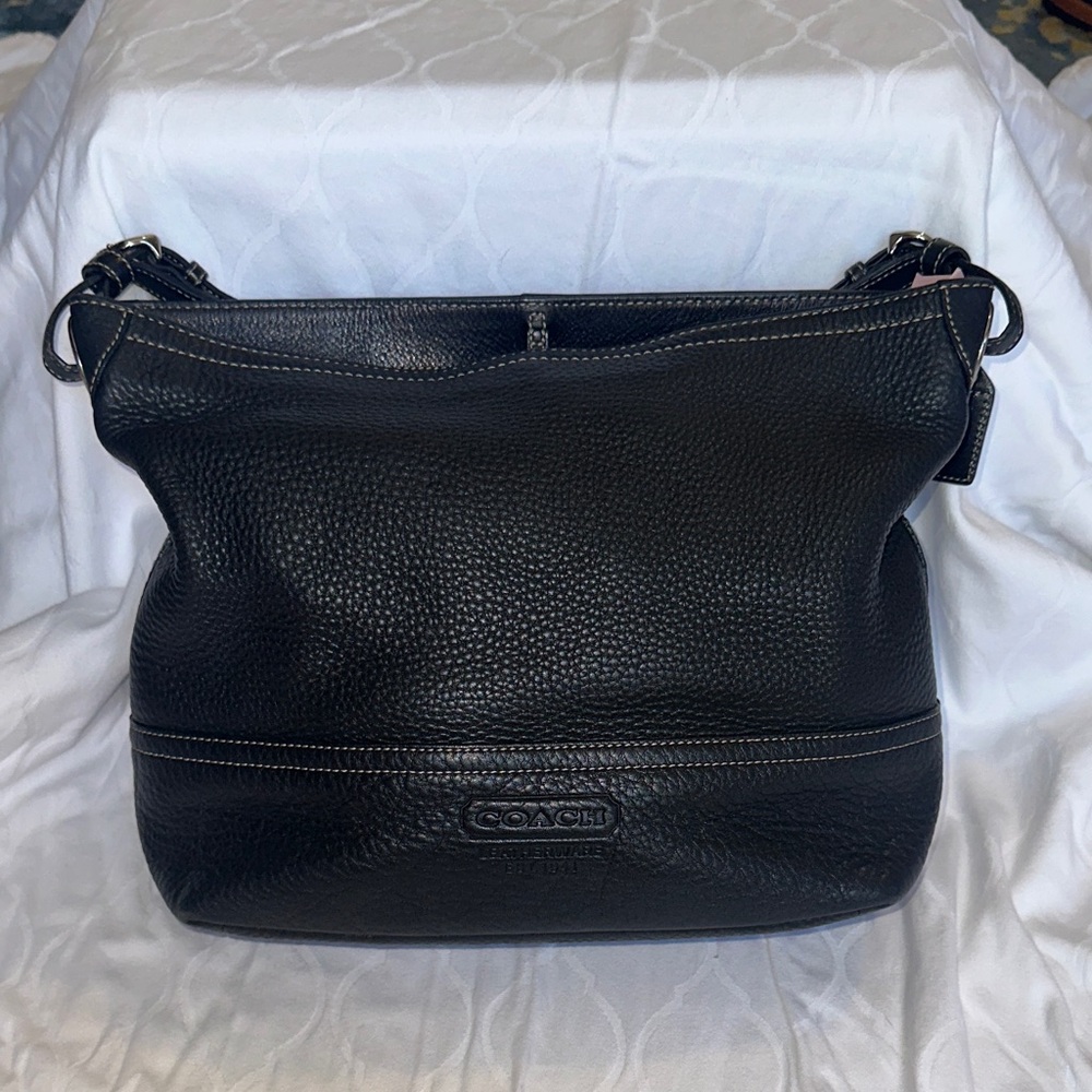 Coach Pebbled Black Leather Hobo Bag